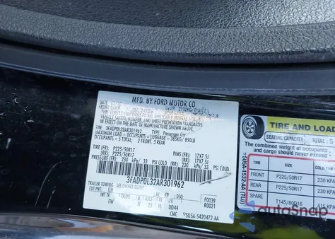 2010 Ford Fusion Hybrid из США, поврежденный, VIN 3FADP0L32AR301962